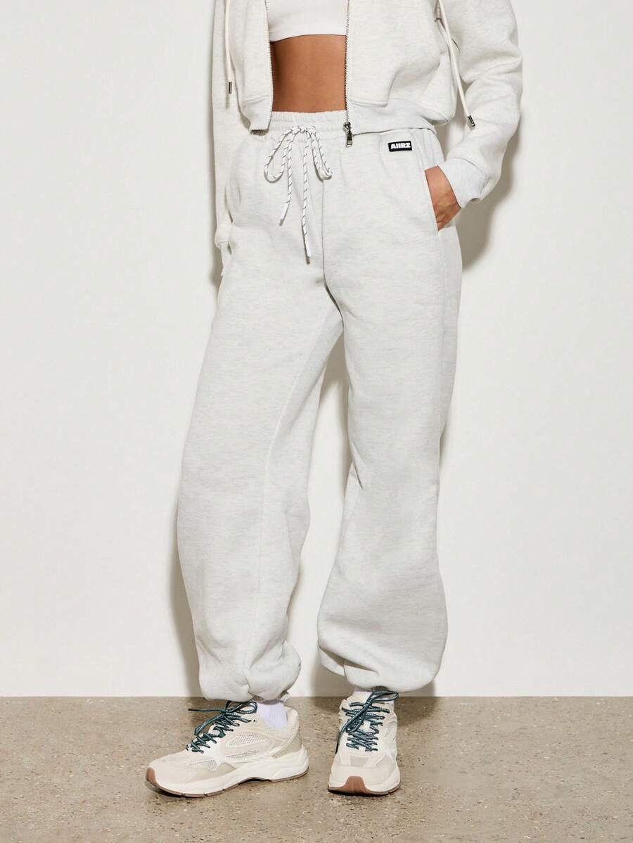 AiiRZ Ultra Baggy Sweatpants Cozy Athletic Loungewear High Rise Cuffed Joggers Fleece Lined Winter Workout Running Athletic Pants With Pockets Casual Streetwear