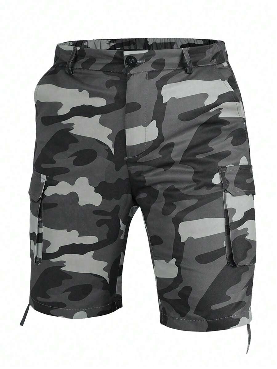 Manfinity Homme Pantalones cortos casuales sencillos para hombre, adecuados para el verano. Pantalones cortos camuflados para hombre, pantalones cortos de camuflaje para hombre