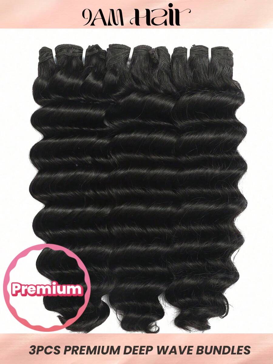 Density Pro 3Pcs Deep Wave Premium Human Hair Bundles 60g/Pc Single Weft Unprocessed Raw Hair Extensions