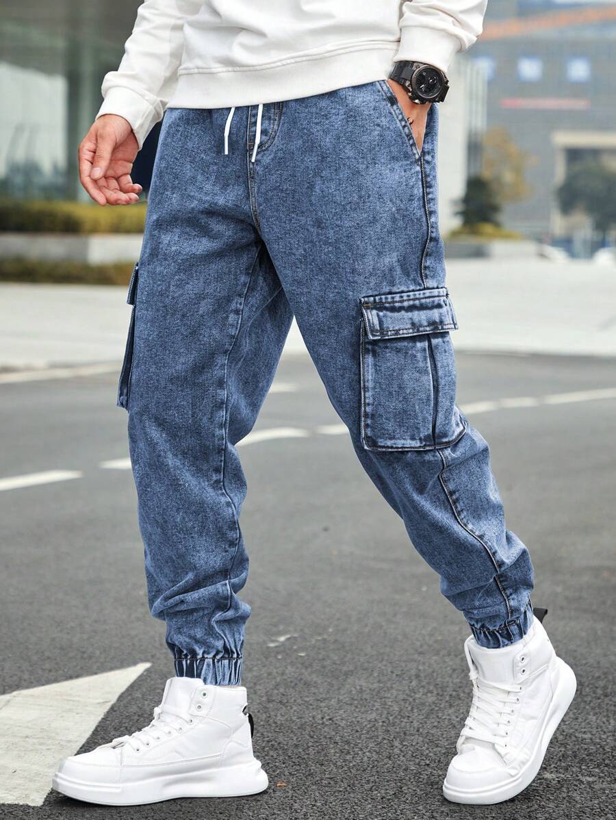 Manfinity Hypemode Pantalones vaqueros casuales y sencillos para hombres, apropiados para el verano