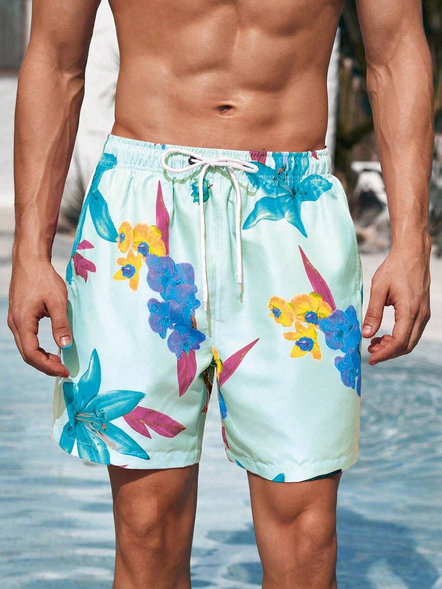 Manfinity Men's Minimalist Style Summer Beach Shorts