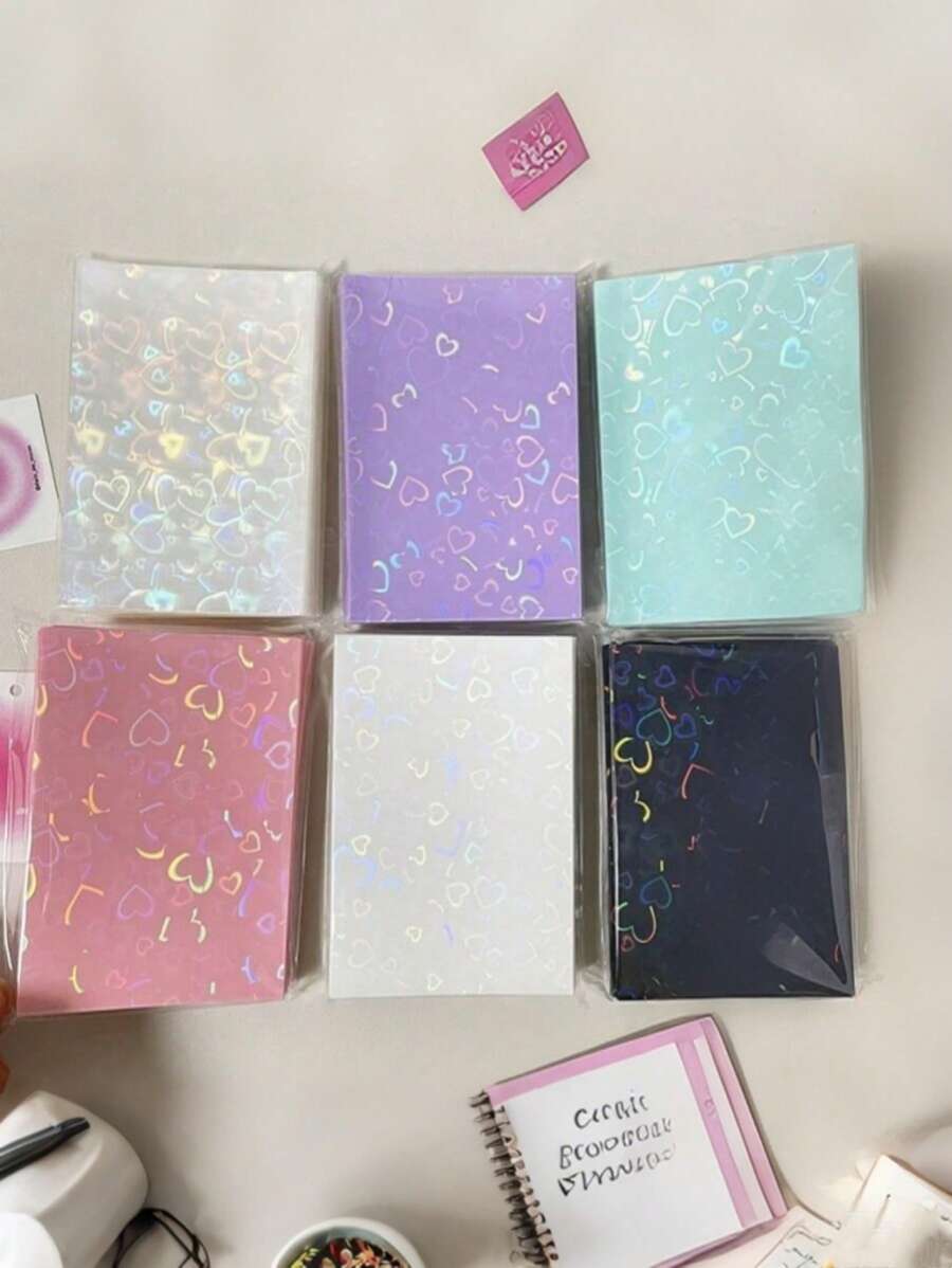 SHEIN 50pcs 61X91mm Heart Card Sleeves, Sports Card Protector Fit For Collectible Cards, Baseball Card, Sports Cards, Game Cards, Photocard-Perfect Shuffle Back To School