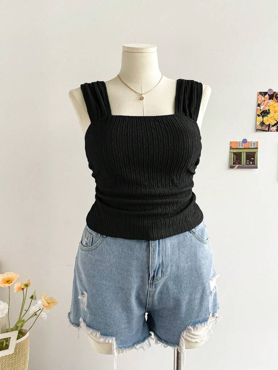 SHEIN Privé Débardeur simple et polyvalent en couleur unie pour femmes grandes tailles, élégant pour l'extérieur, les sorties, les vêtements printemps/été