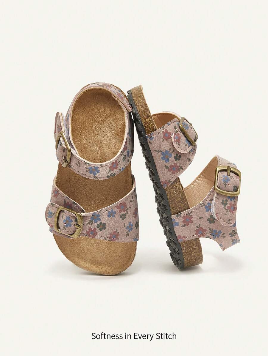 Cozy Pixies Sandalias planas de bebé con diseño floral vintage y estilo bohemio, de piel sintética