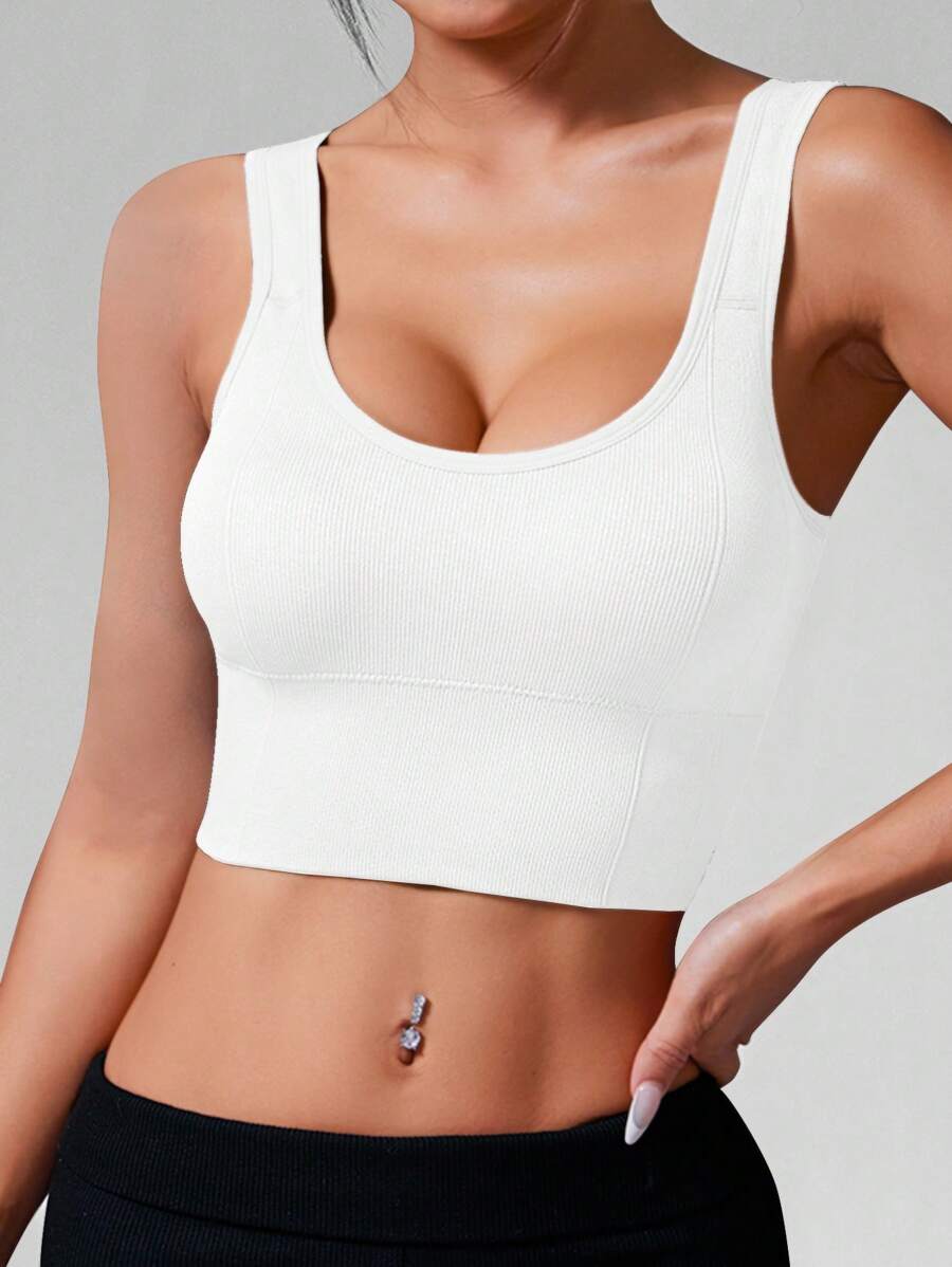 SHEIN Sport Studio Brassière de sport sans couture de couleur unie pour usage quotidien pour femmes