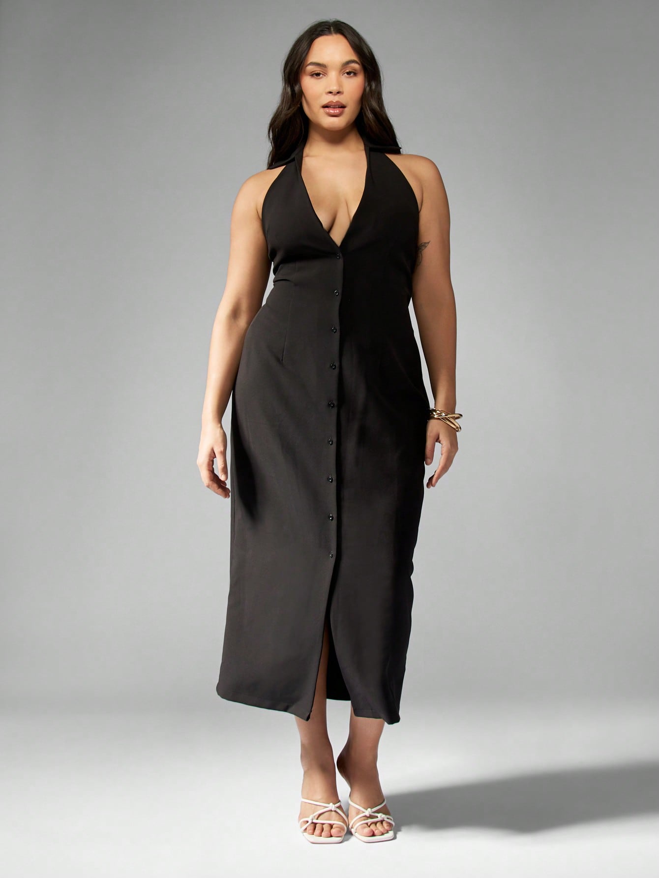 MISSGUIDED MISSGUIDED PLUS ボタンフロントホルターネックプラス