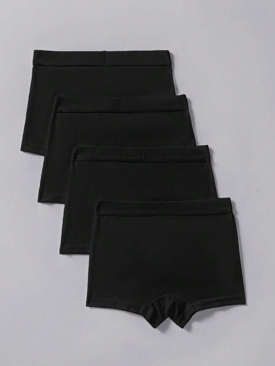 SHEIN 4 pezzi set mutande respirabili vita elastica per ragazzi