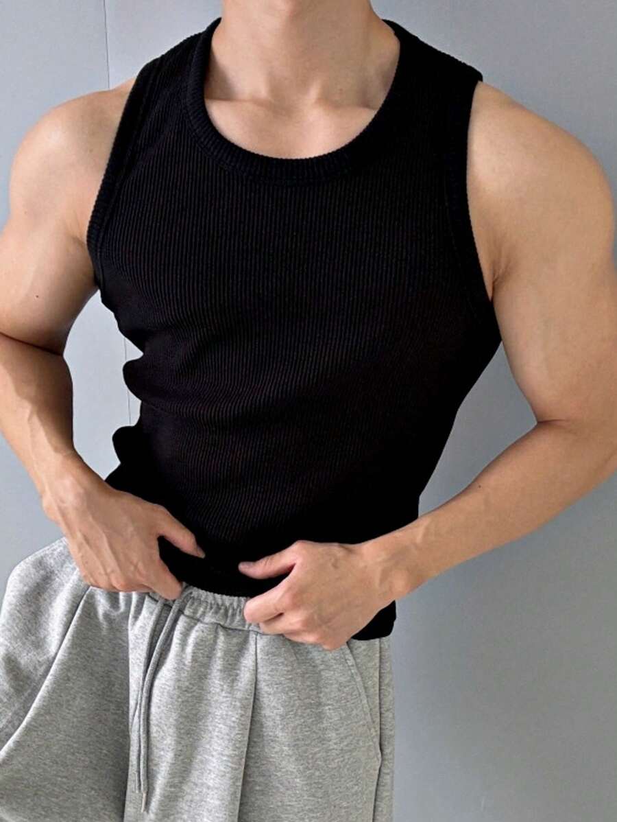 Manfinity Sport Corelite Men's Plain Crew Neck Casual Fitness Sports Tank Top