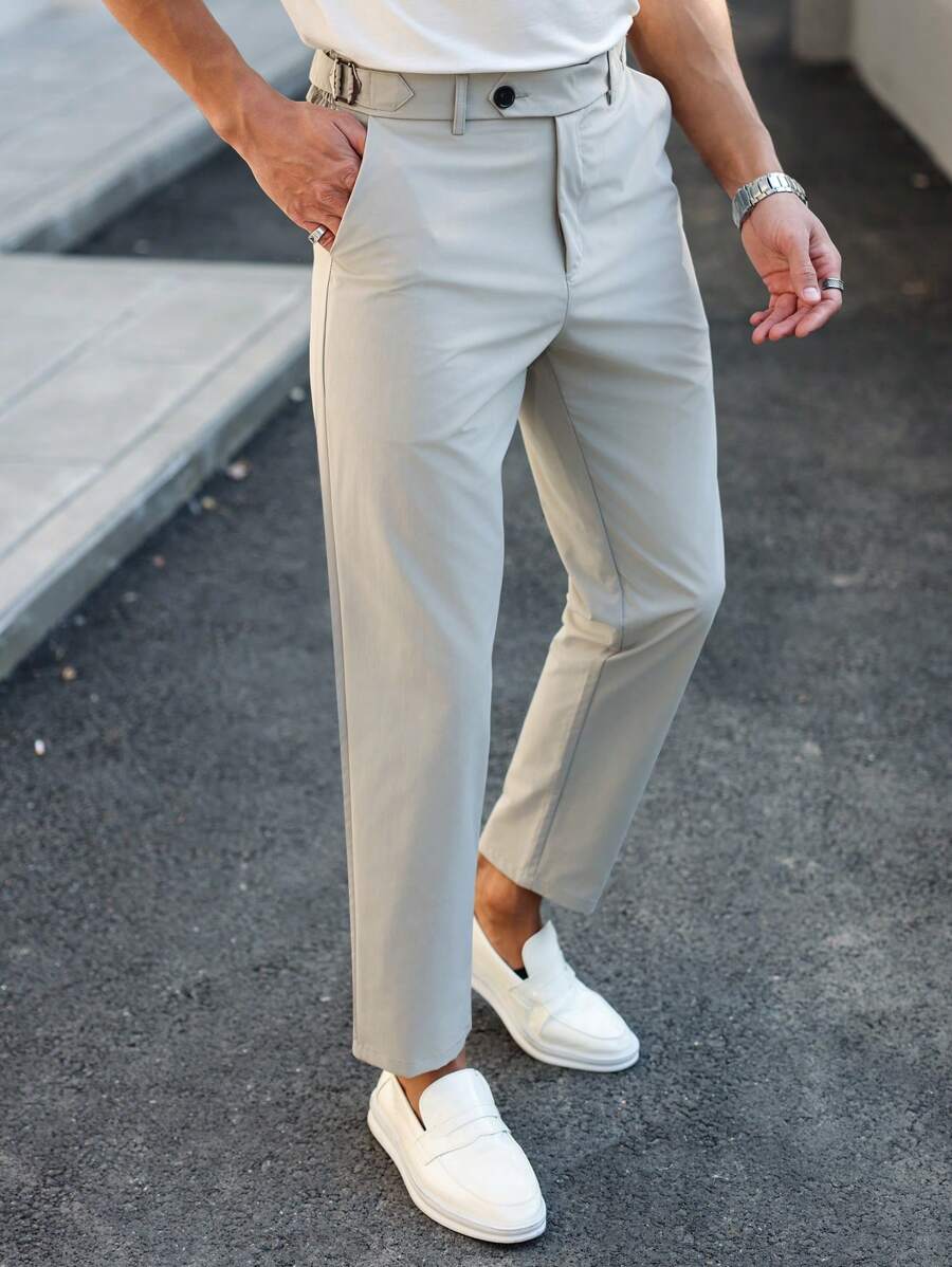 Manfinity Bizformal Pantalón de traje casual minimalista y liso para hombres, para uso diario