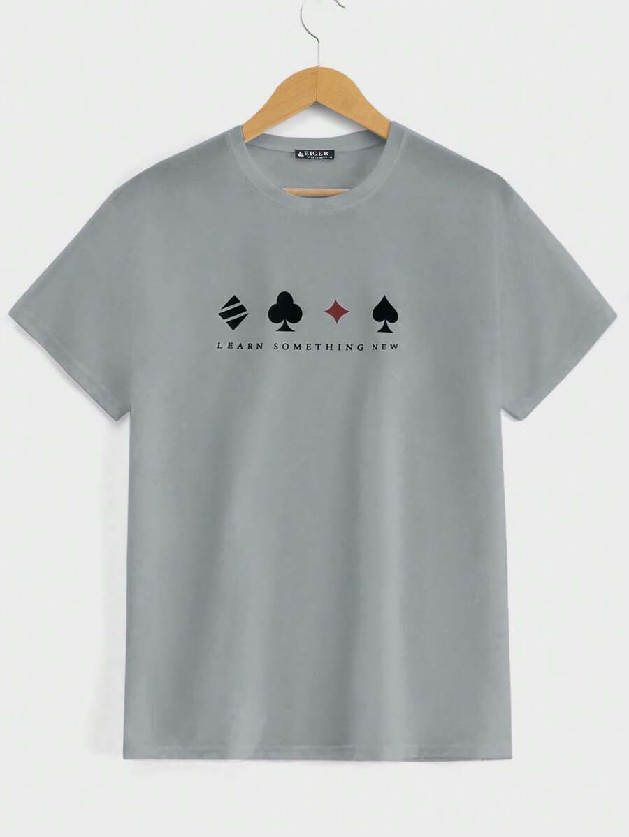 RueChic Camiseta de manga corta casual de hombre con estampado de letra, para verano