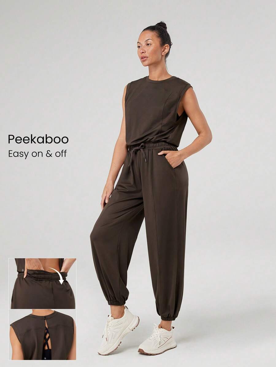 GLOWMODE Cloudknit Adjustable Pocket Peekaboo Jumpsuit Light Support Low Impact Daily Casual Black Jumpsuit Summer Jumpsuit Maternity Jumpsuit Elegant Jumpsuit Jumpsuits For Woman