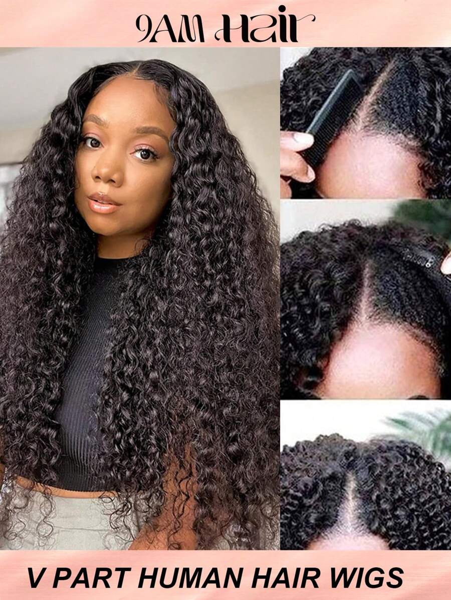 V-deel Water Wave Menselijk Haar Pruiken 10-28 Inch Geüpgraded U-deel Menselijk Haar Pruik Minimaal Laat Uit Geen Naai In Geen Lijm V-vorm Clip In Half Pruik Beginnersvriendelijk
