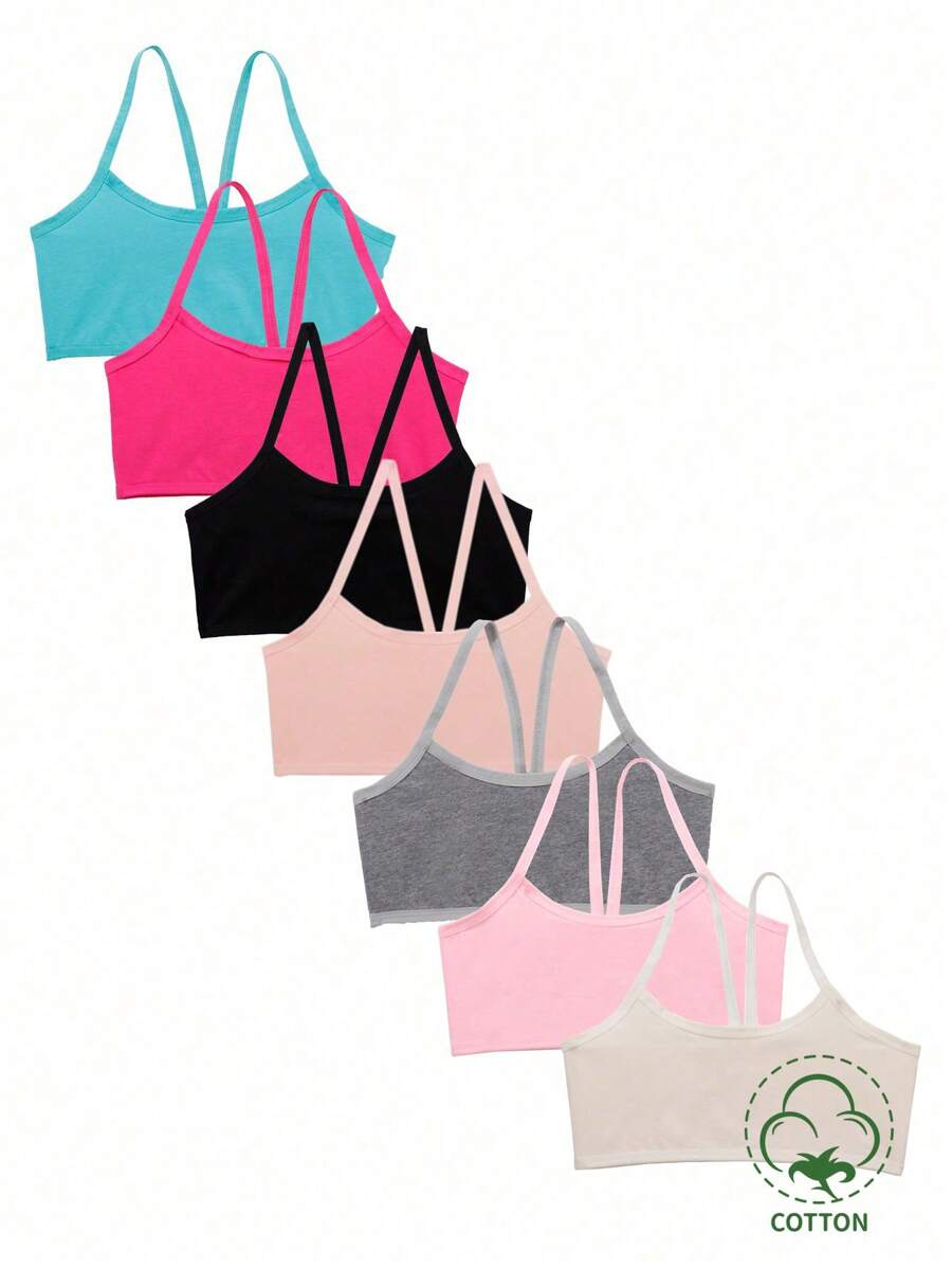 Set Di Biancheria Intima In Tinta Unita Da 7 Pezzi/set Per Ragazze Tween