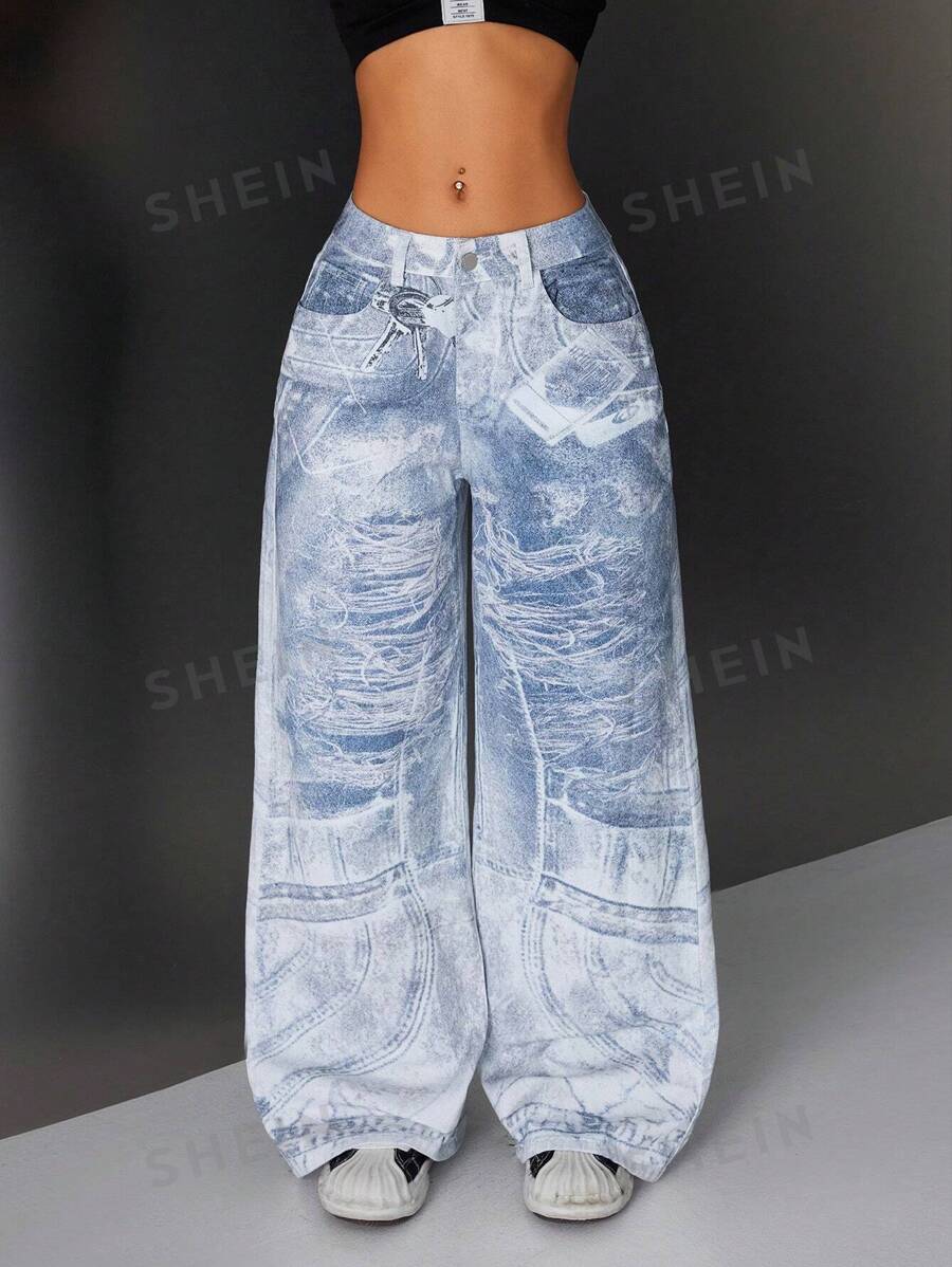 SHEIN ICON Jeans de moda minimalista para mujer, adecuados para el verano
