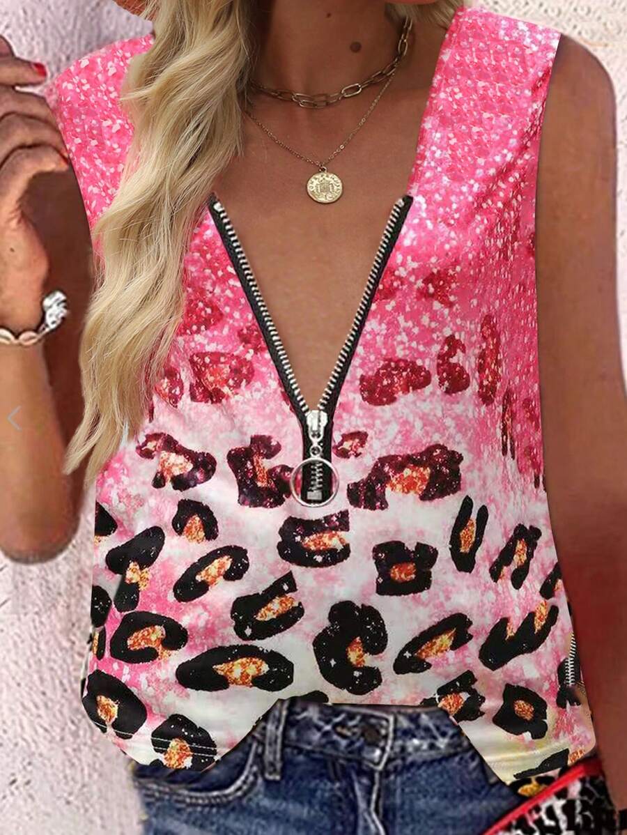 INAWLY Canotta donna con stampe alla moda, smanicata, camicetta superiore per esercizi