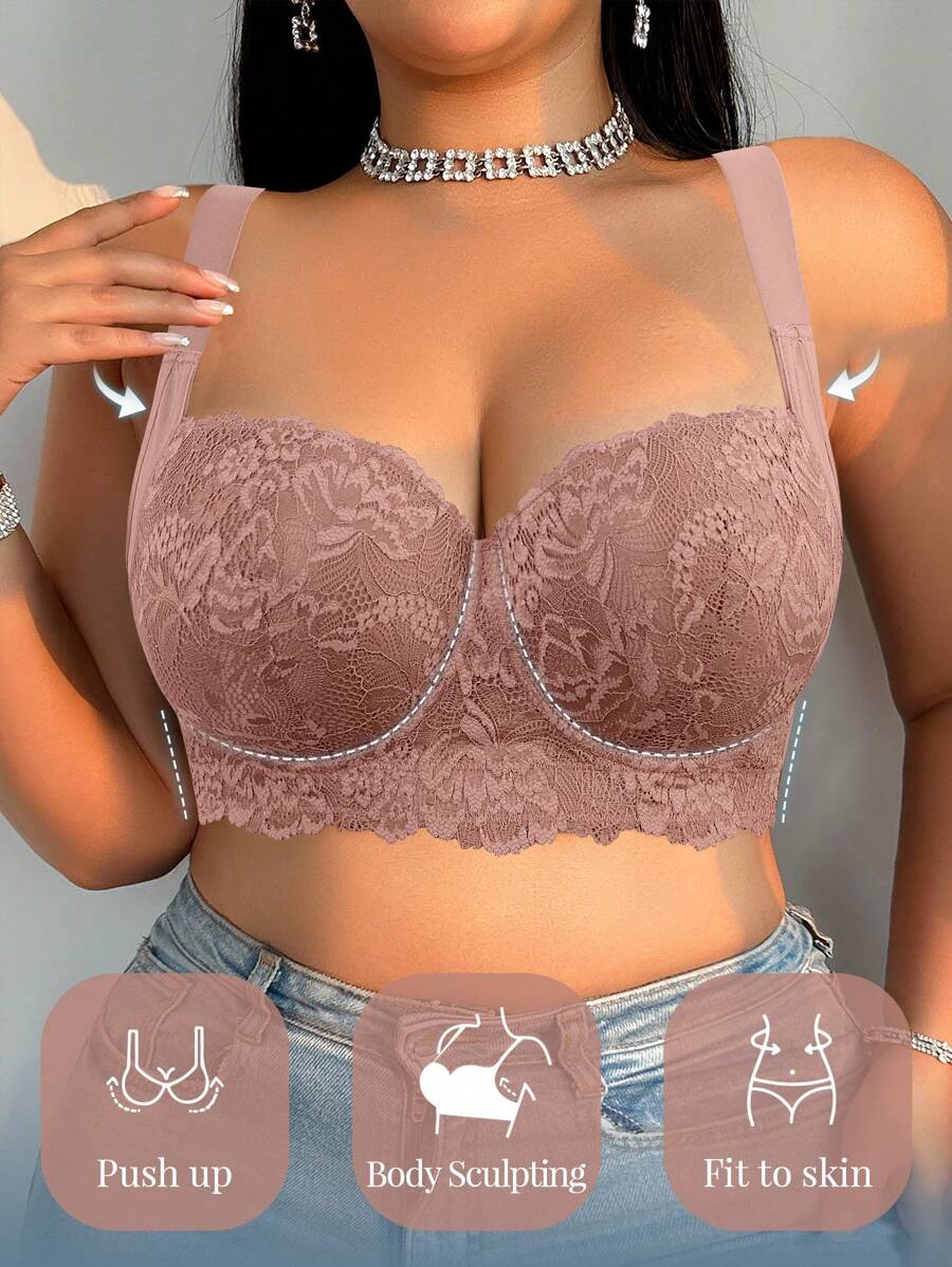 DesireSculpt 1 pieza Sujetador de lencería con aros de apoyo y elevación push-up, sin costuras, cómodo y con talla grande