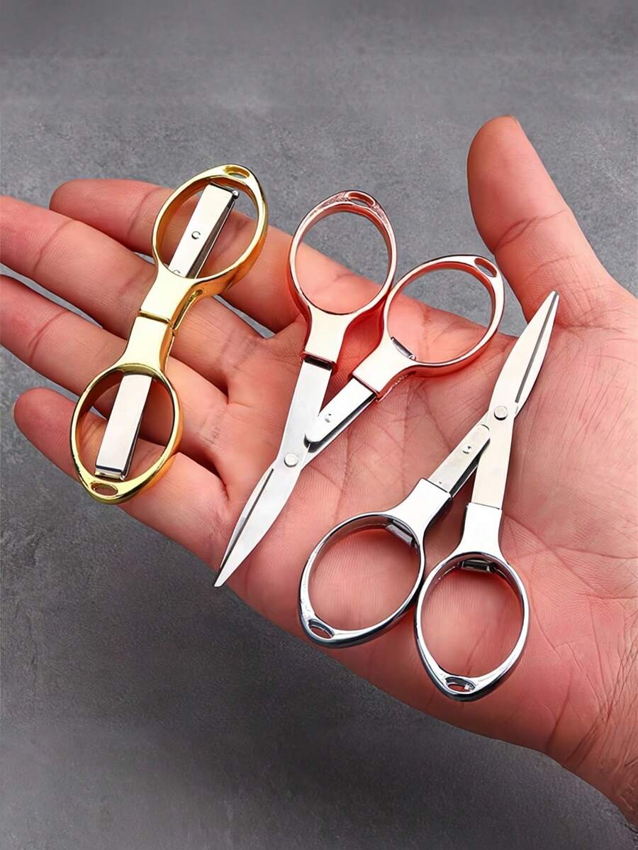 1pc Exquisite Folding Small Scissors, Zinc Alloy 8-Shaped Stretch Paper-Cutting Scissors, Multi-Functional Scissors For Office, Outdoor Travel, And Fishing Back To School,Back To School,School Supplies