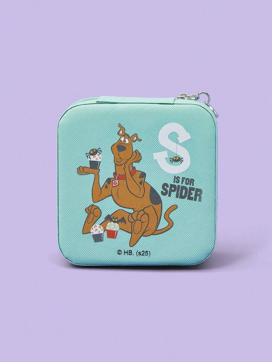 SCOOBY-DOO X SHEIN Organizador de joias com zíper para viagem com estampa de desenho animado e letras