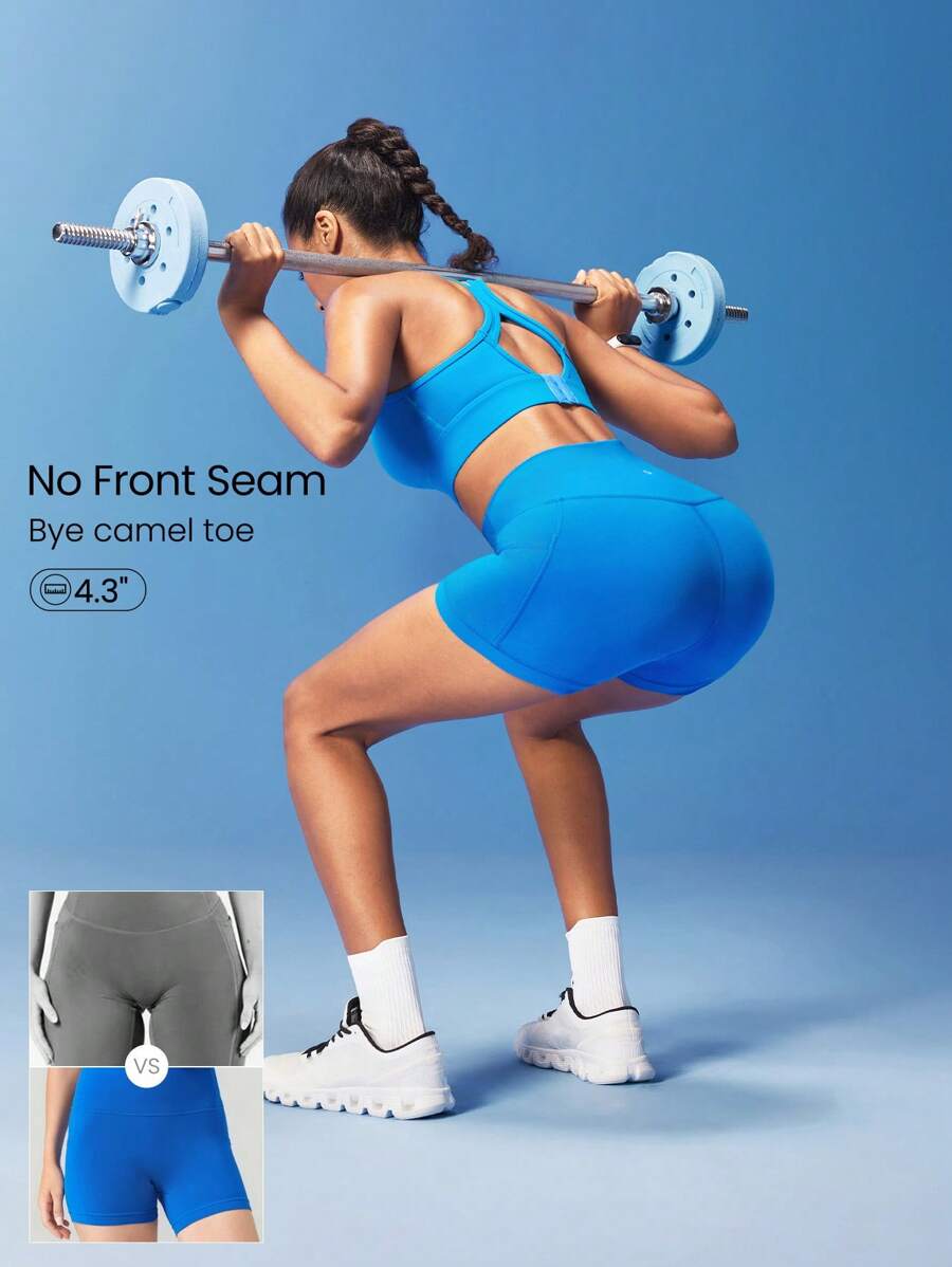 GLOWMODE 4.3" FeatherFit™ Anti-Slip Pocket Bike Shorts Non Front Seam Low Impact Cycling Running Gym Workout Summer