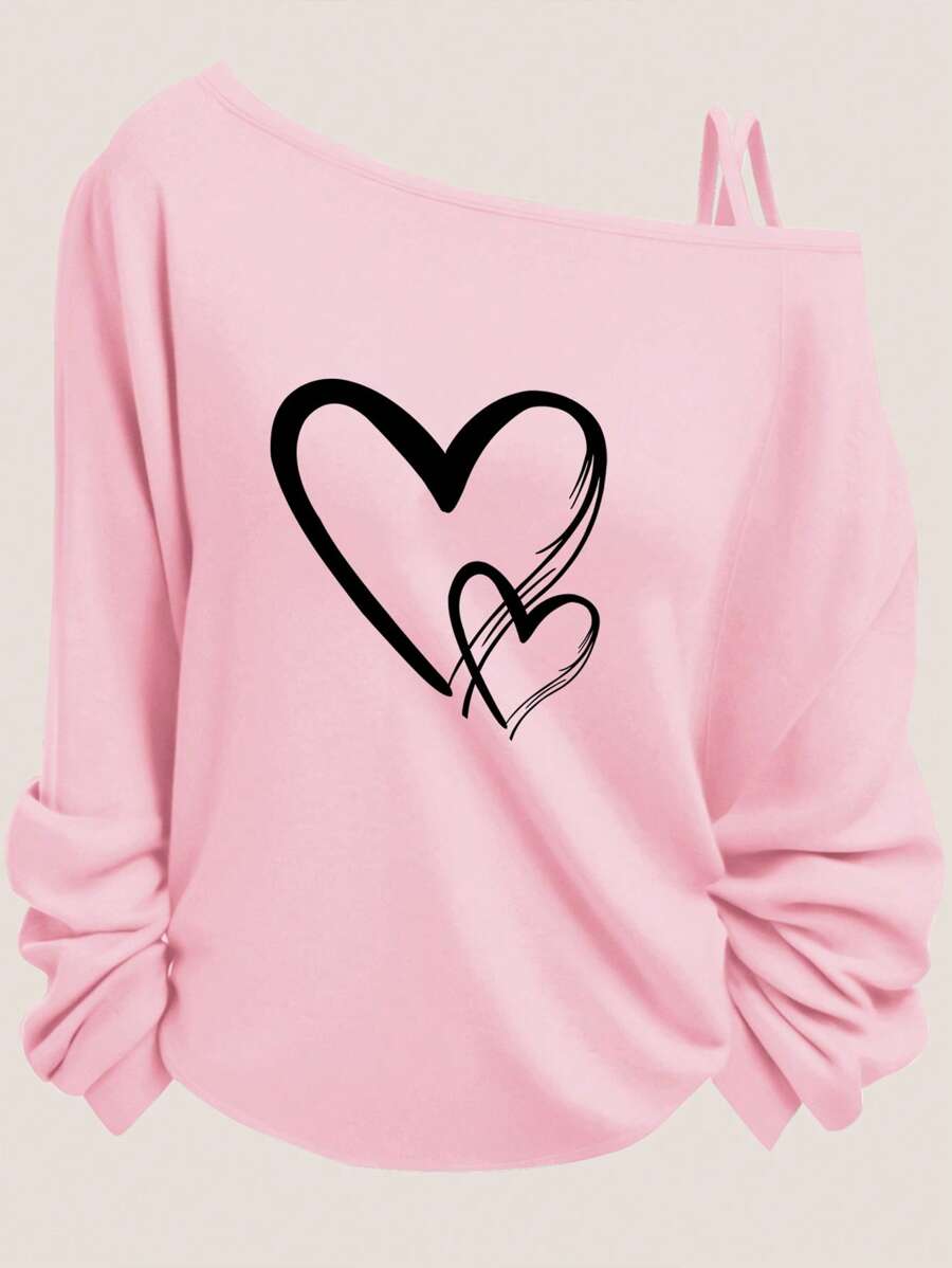 SHEIN LUNE ملابس علوية بدون أكمام كاجوال للنساء مع رسومات قلب، مناسب لفصلي الربيع والصيف