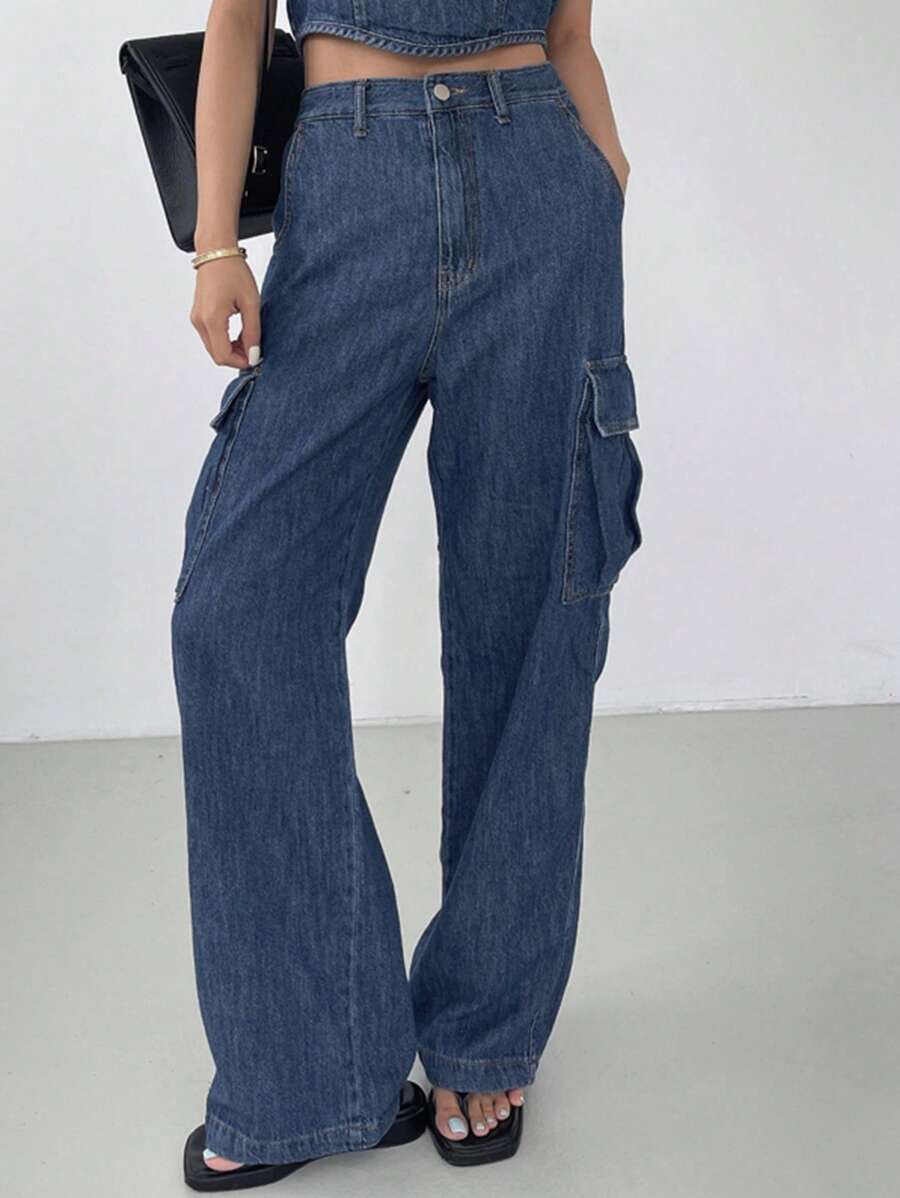 DAZY Jeans casual da donna in denim, semplici e alla moda, adatti per l'estate