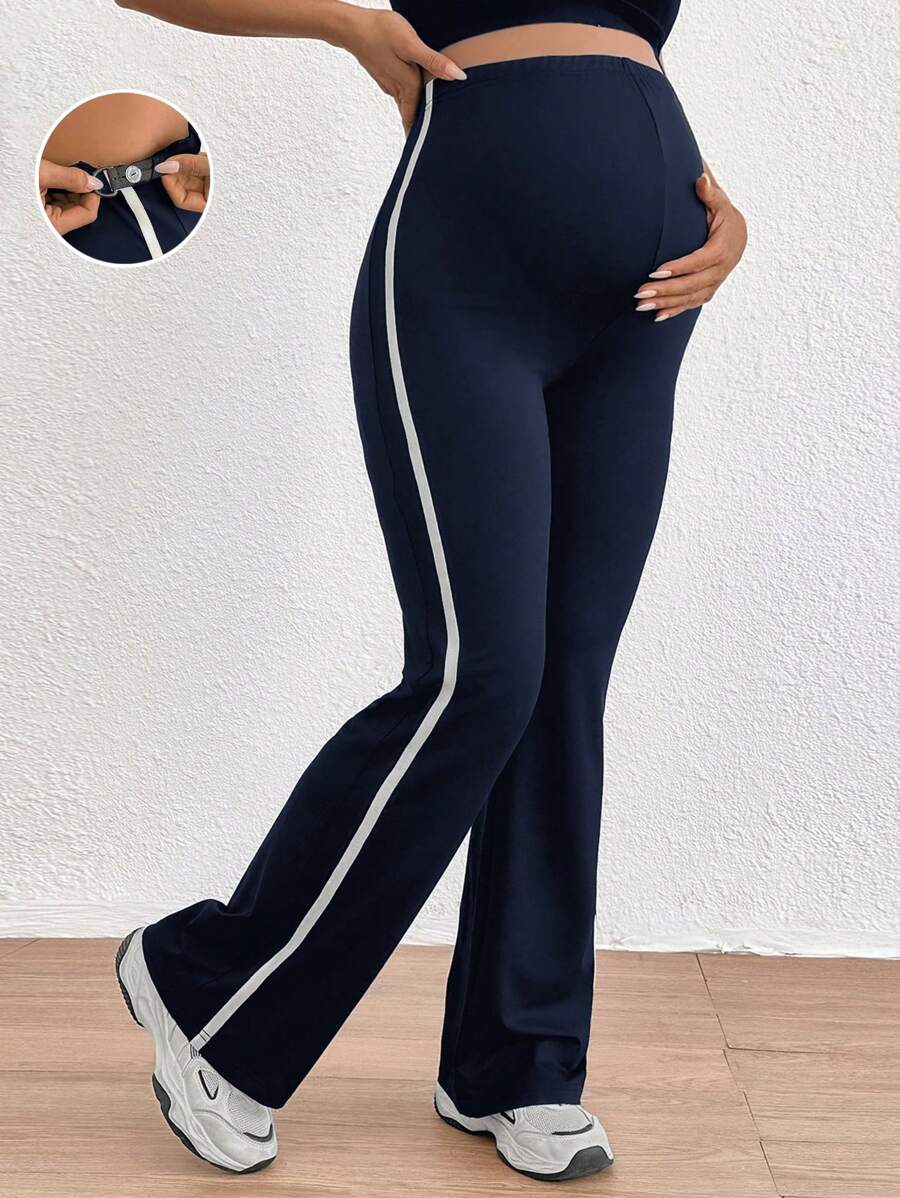 SHEIN Maternity High Waist Adjustable Knitted Flare Leggings