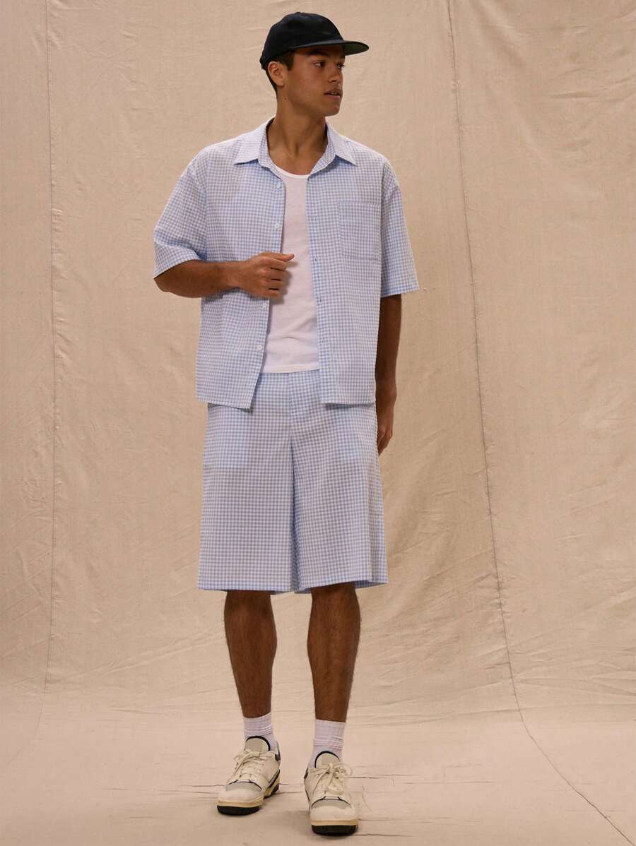 Musero Pantalones cortos elegantes de corte sastre a cuadros de corte largo para la primavera, el verano y las vacaciones de Pascua
