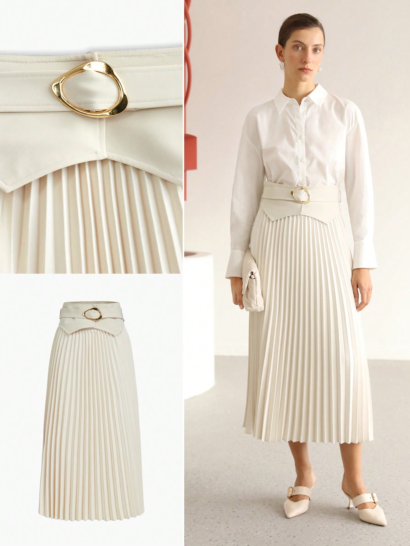 【NONCODE】Ner shirt + bustier + pleated skirt set Valentina Lace Skirt Set - White | Fashion Nova