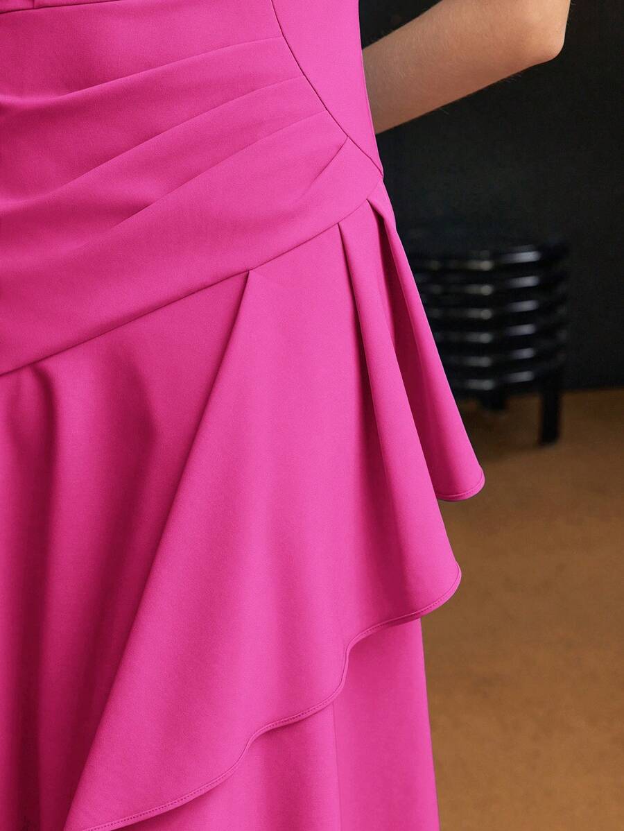 MOTF Soiréza ASYMMETRICAL RUFFLE HEM SLEEVELESS DRESS