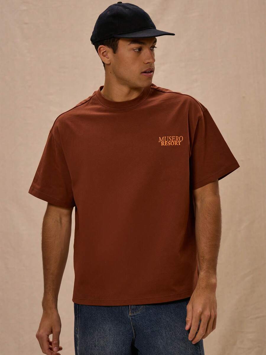 Musero Camiseta holgada con estampado gráfico "Musero Resort" para vacaciones de primavera y verano