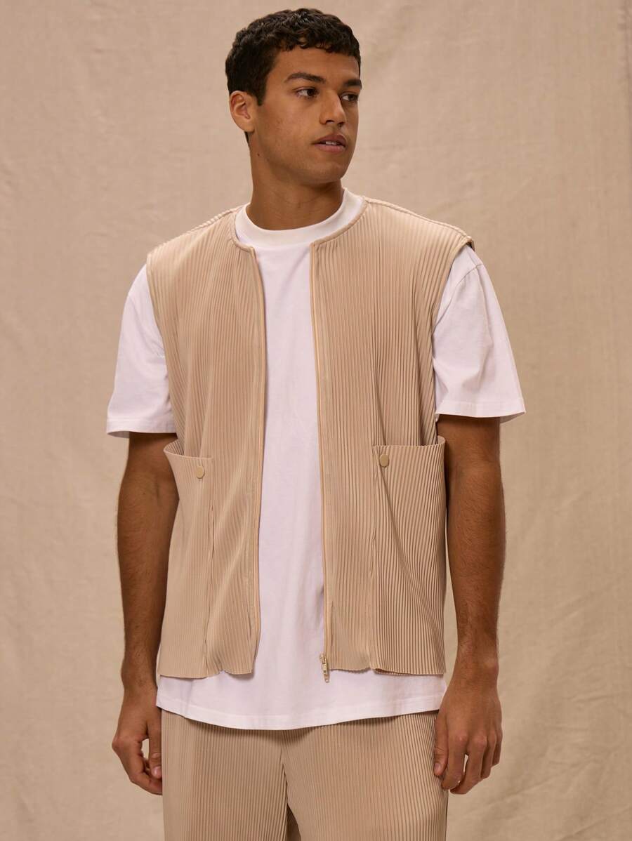 Musero Chaleco texturizado ligero con cremallera en el cuello para primavera, verano, Pascua y vacaciones