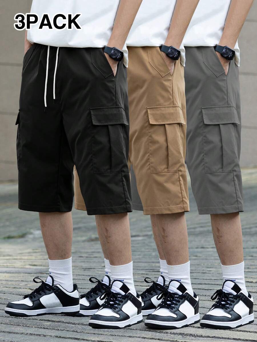 Manfinity EMRG Shorts décontractés pour hommes avec cordon de serrage à la taille, poche cargo, couleur unie
