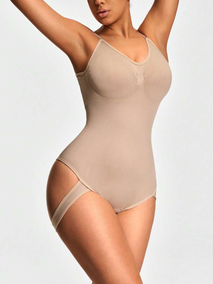 SHEIN Shape Seamless Cut-Out Thong Bodysuit Body Shaper Bust& Butt Lifter With Adjustable 3-Level Closure Butt Lifte-Tummy Waist Thigh Control