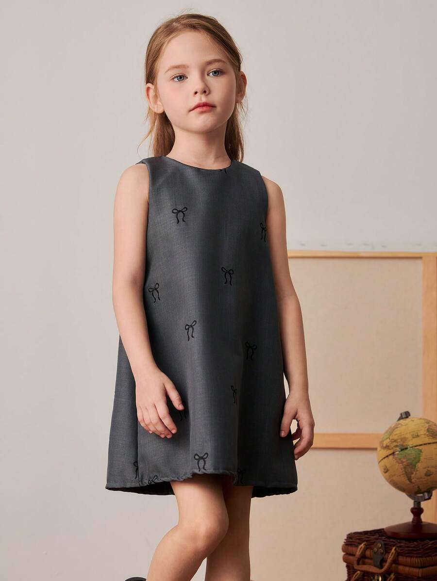 PrepCrw Abito elegante senza maniche con stampa di farfalle grigia per ragazze giovani, per primavera/estate