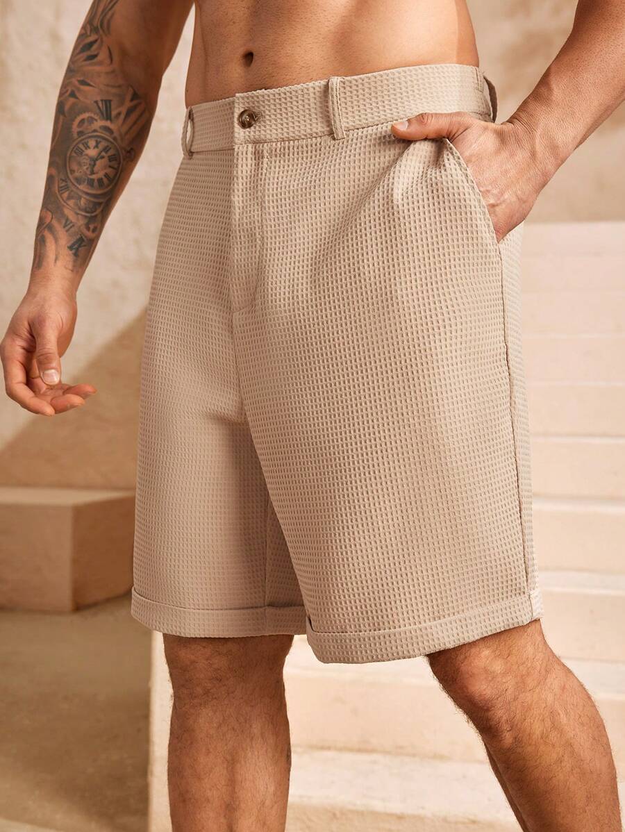 EASEVO Shorts casuales holgados de tejido de waffle para hombre de talla grande