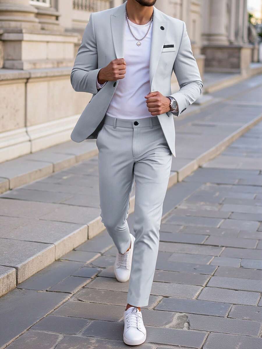 Manfinity Mode Conjunto de chaqueta y pantalón de unicolor para hombre