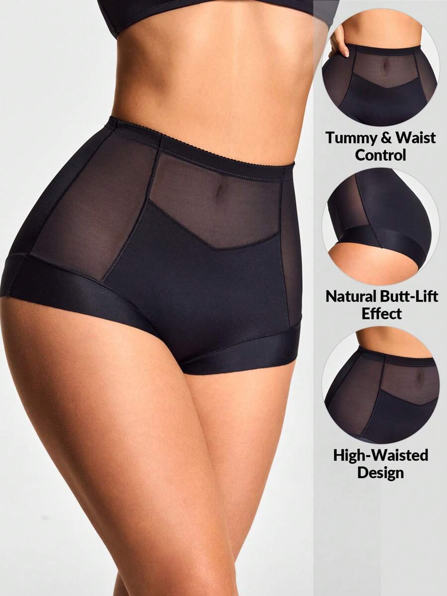 SHEIN Shape Prenda moldeadora de cintura alta, braga modeladora que realza el trasero y controla el abdomen y la cintura