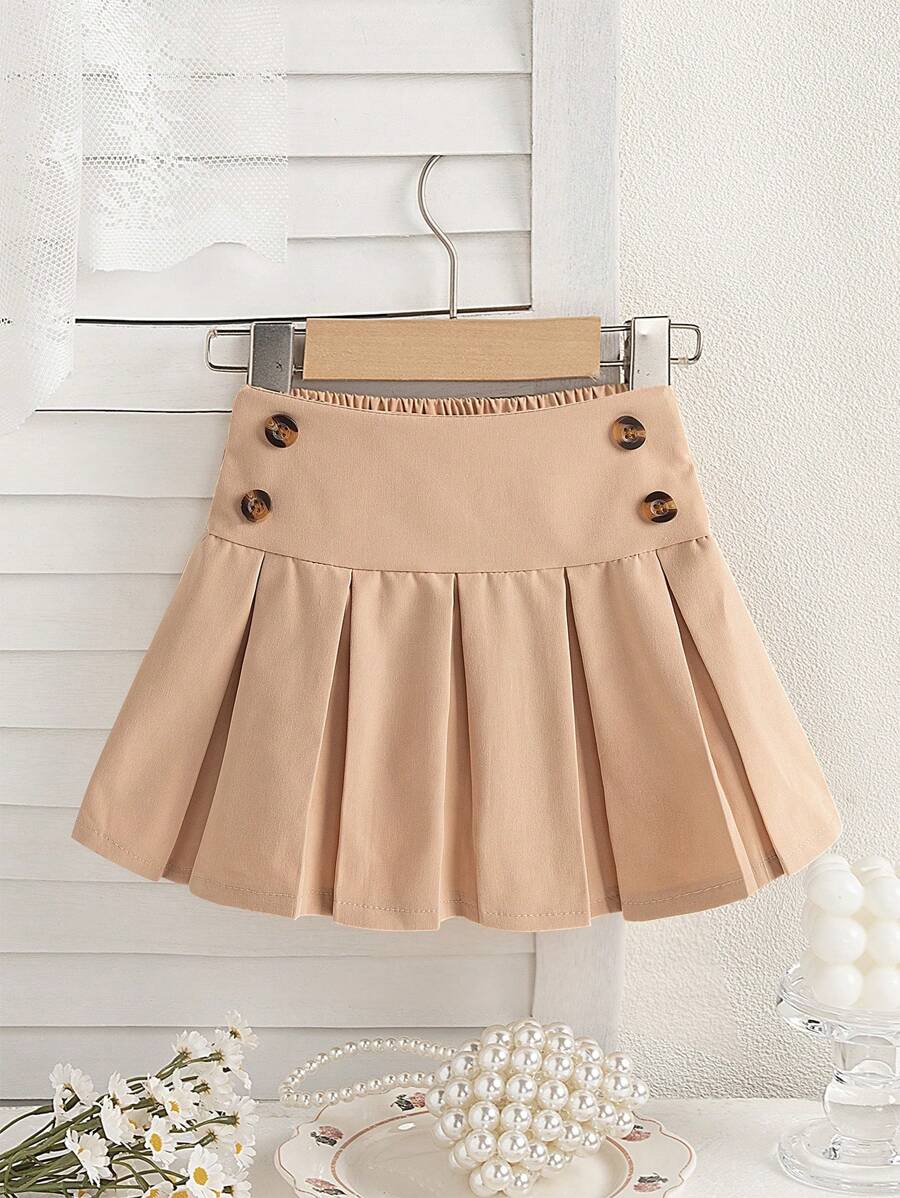 Newly Launched! Baby Girls' High - Waisted Pleated Skirt. It Offers Comfort, Combines Fashion And , Exudes Elegance, Sweetness, And Cuteness. With A Unique Academic Style, It's A Must - Have For Daily Wear And Outings.