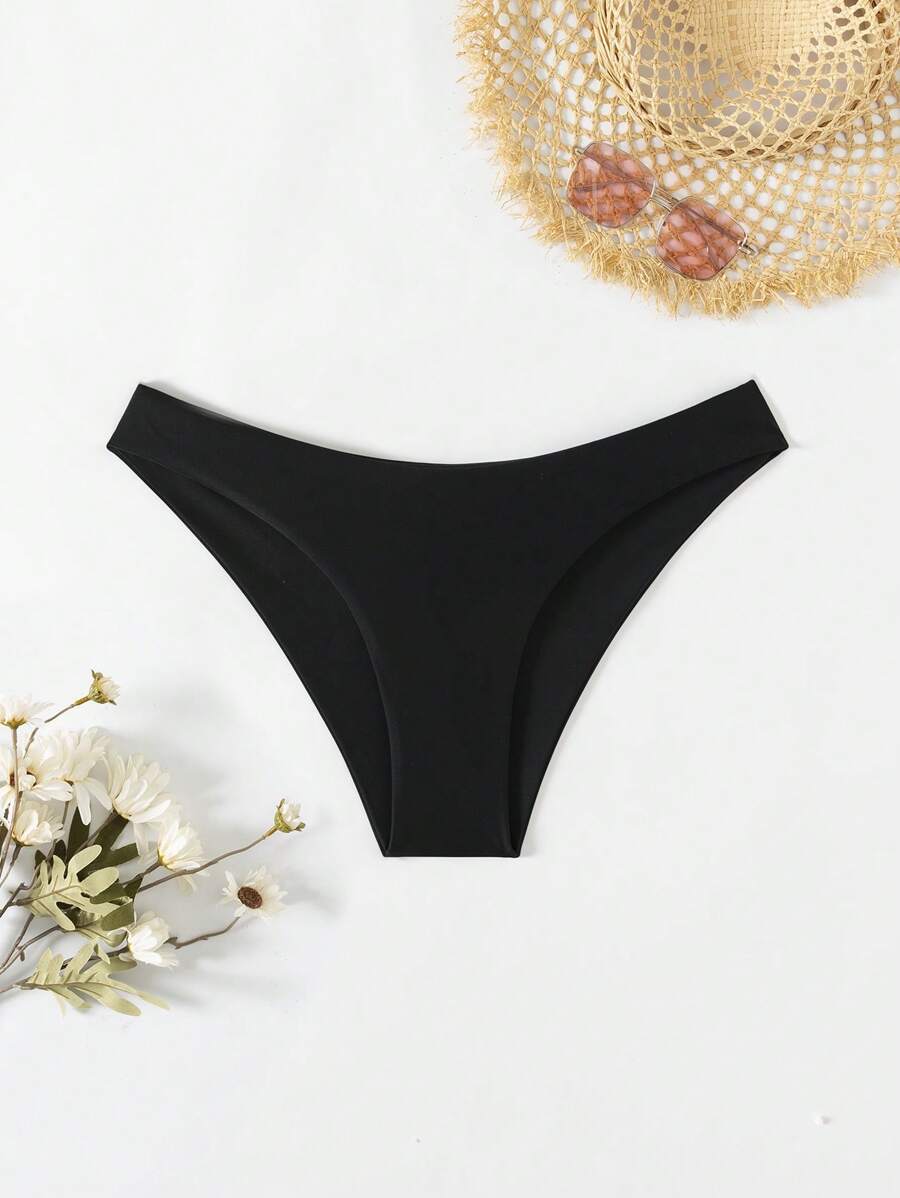 SHEIN Swim Summer Beach Solid Cheeky Bikini Panty