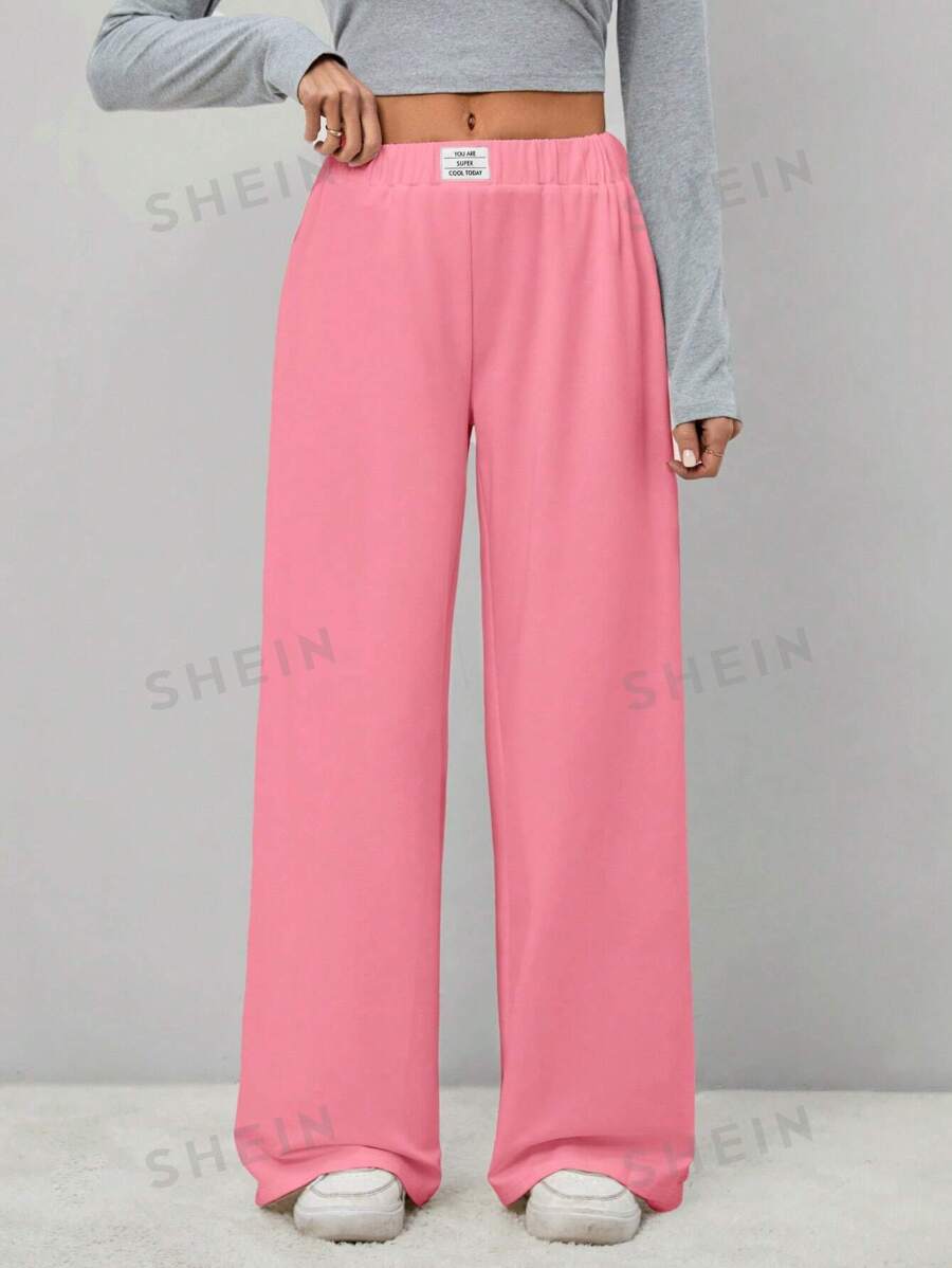 SHEIN Tall Pantalones cropped anchos con detalle de parches para mujer