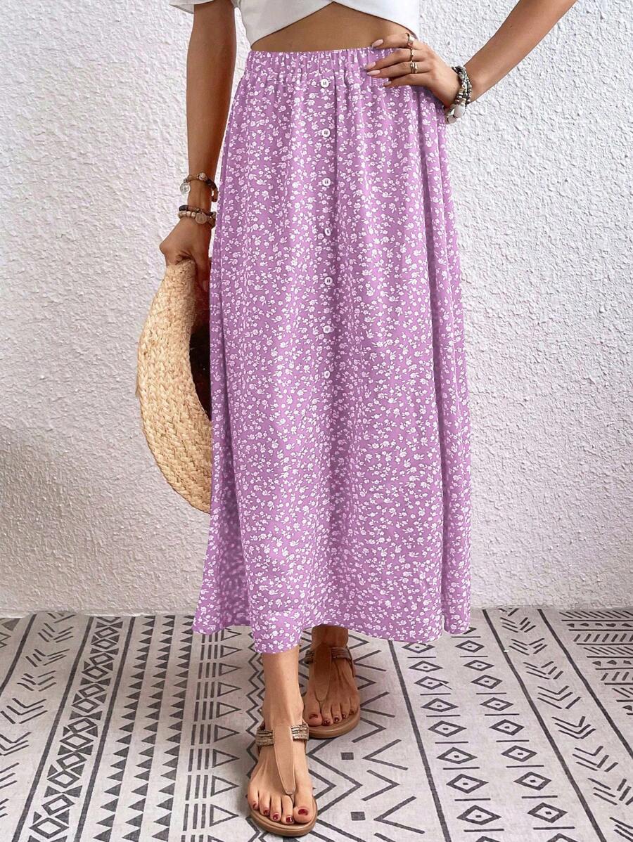 Breezaya Summer Casual Ditsy Floral Long Skirt