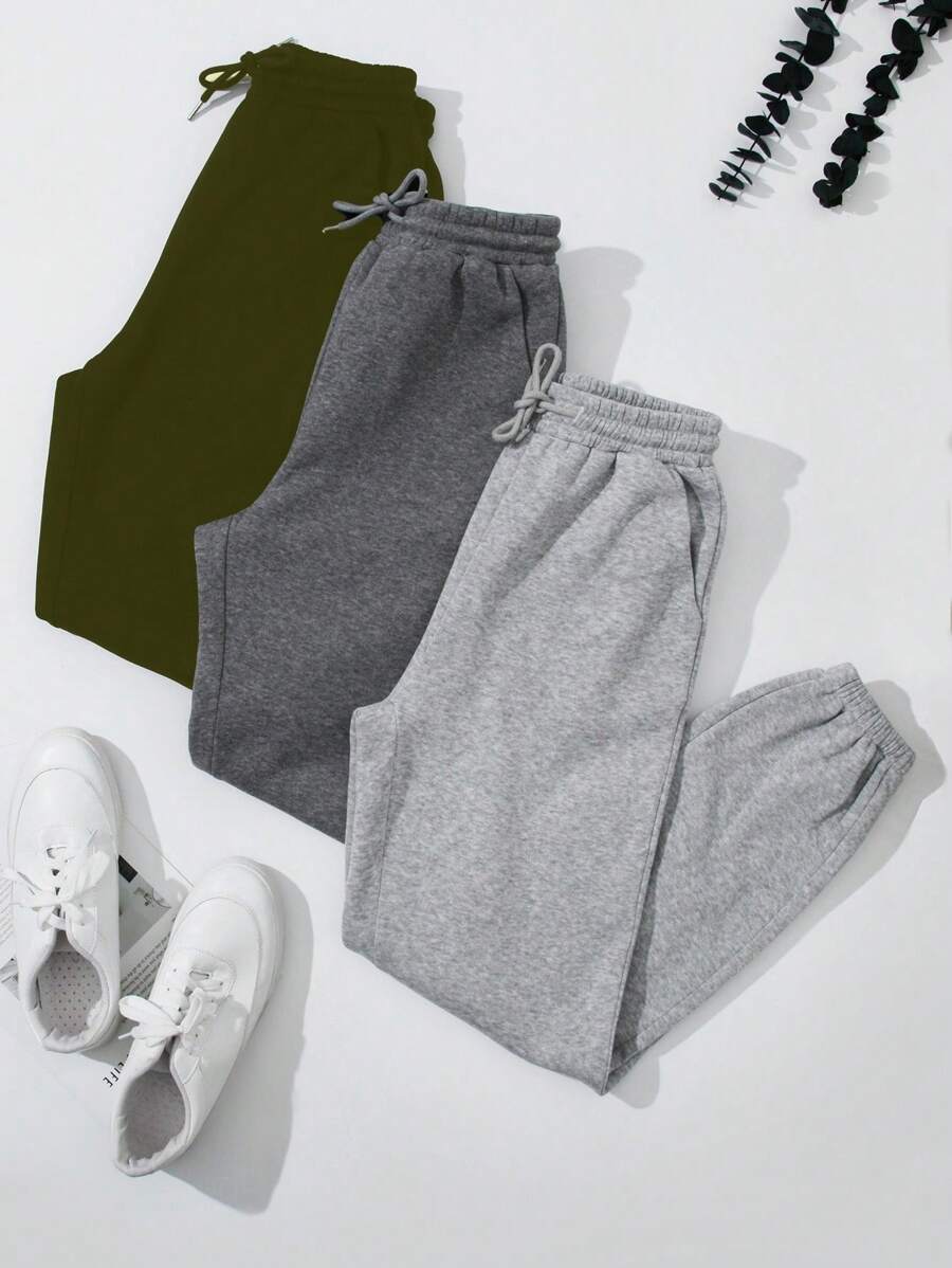 SHEIN LUNE Tuta da donna casual con felpa con cappuccio, vita con coulisse e polsini a costine, pantaloni in colore a contrasto