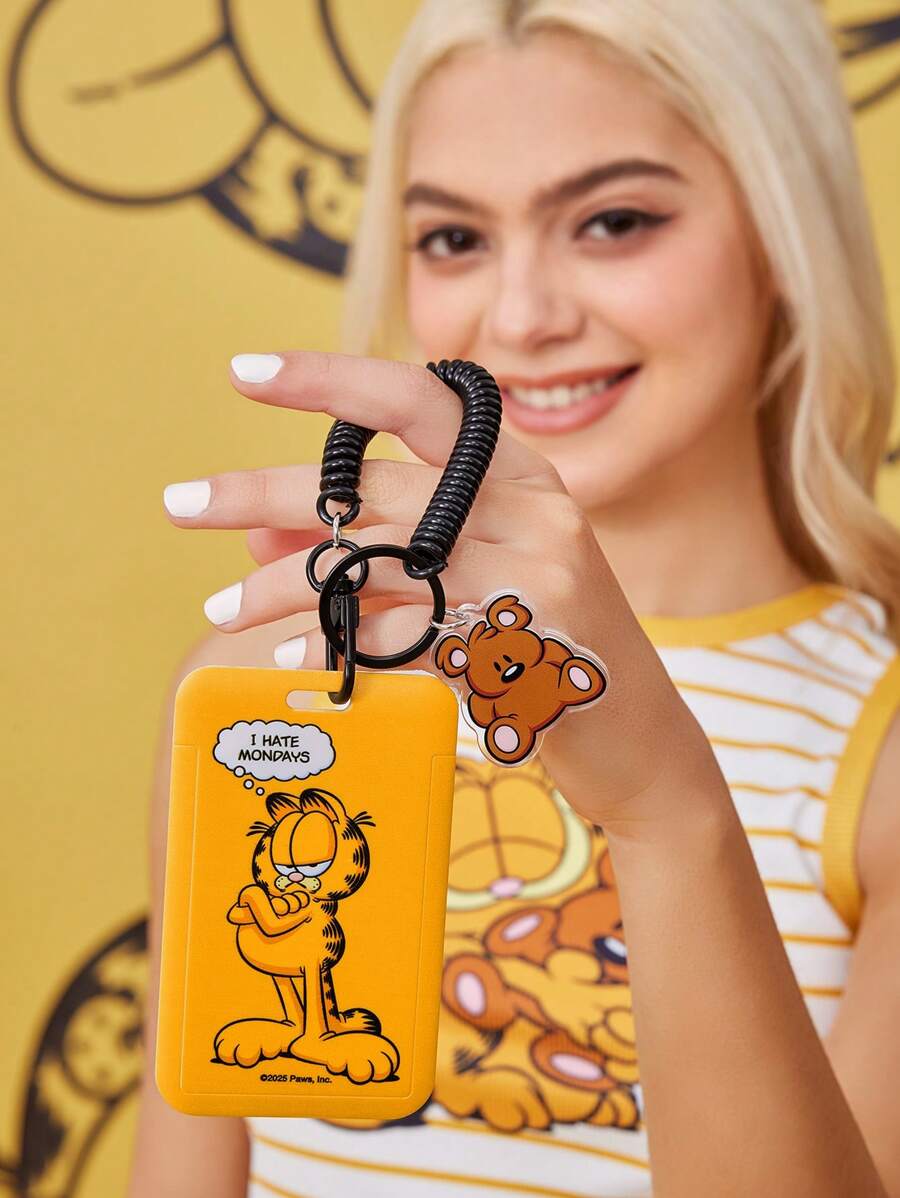 GARFIELD X SHEIN Süßer Cartoon Kartenhalter, kann an Taschen oder anderen gewünschten Orten aufgehängt werden, hält 2 Karten