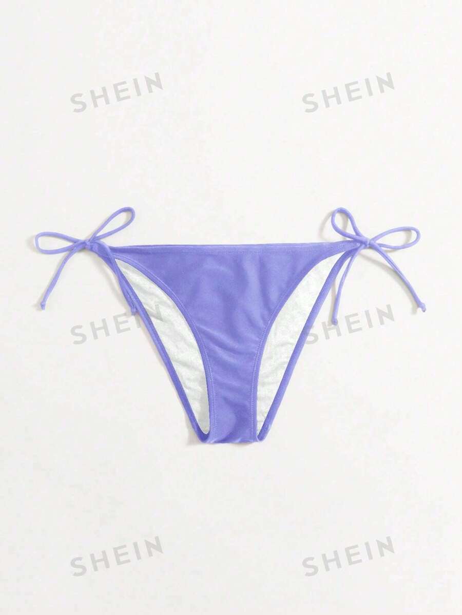 SHEIN Swim Bottom de bikini con nudo de unicolor para playa y vacaciones
