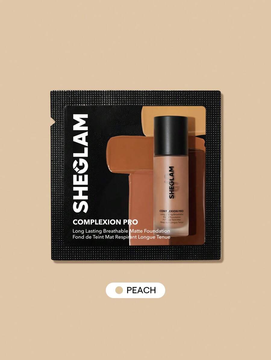 SHEGLAM Complexion Pro Long Lasting Breathable Matte Foundation Sample-Peach Matte Sweat-Proof Foundation Oil Control Full Coverage Pore-Less Concealer Waterproof Flawless Non-Fading Weightless Liquid Foundation Brand Beauty Makeup Cosmetic For Women Girls Perfect For Fall Winter Ideal For Y2K Fancy Fashion Suitable For Birthday Present Halloween Party Ready Best Color