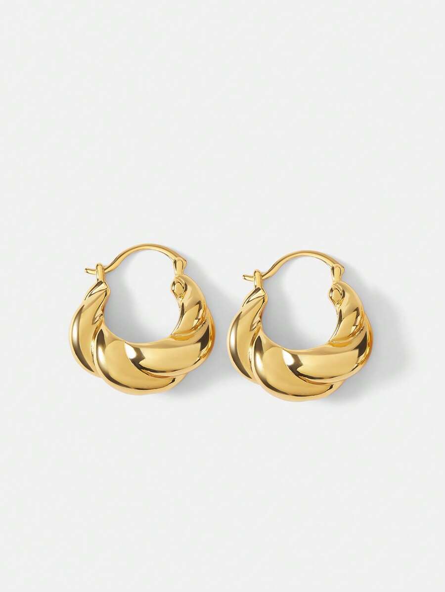 MOTF PREMIUM 18K GOLD PLATED VINTAGE FRENCH OX HORN HOOP EARRINGS