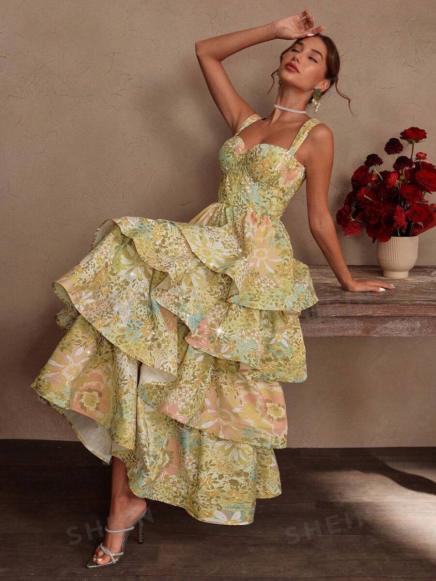 Savoree Vestido elegante con decoración escalonada de cristales para mujeres, adecuado para verano, playa, festivales, vacaciones