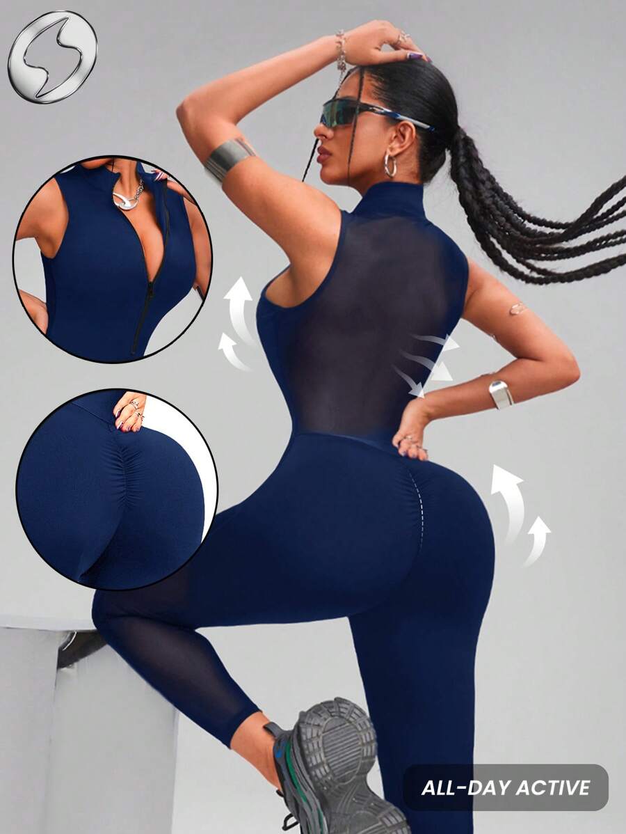 Innovista Mono deportivo sexy y transpirable con recortes de rejilla, mono de gimnasia de alta elasticidad y secado rápido, modelador que levanta el trasero, apto para yoga, esterilla, pilates, running, cardio, pesas, ciclismo, aire libre, senderismo, camping, voleibol, salir, baile, ropa deportiva, festival de música, fiesta, azul, verano, traje de baño, monos de entrenamiento para mujer, ropa de gimnasio para mujer, ropa deportiva para mujer curvilínea, regalo del Día de la Madre