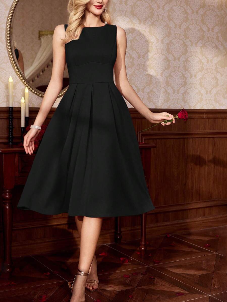 Vintamour Vintage Elegant Women Shift Dress With Pockets Boat Neck Sleeveless A-Line Valentine Day Valentines Clothes Vacation Outfits Woman Summer Outfits For Women Red Dress Birthday Dresses For Women Valentine Day Dress Formal Dresses For Women Valentine's Day Prom Dress Dresses For Women Elegant Birthday Outfits For Women Wedding Guest Dress Women Burgundy Dress Church Clothes Women Valentines Dress Dresses For Women Party