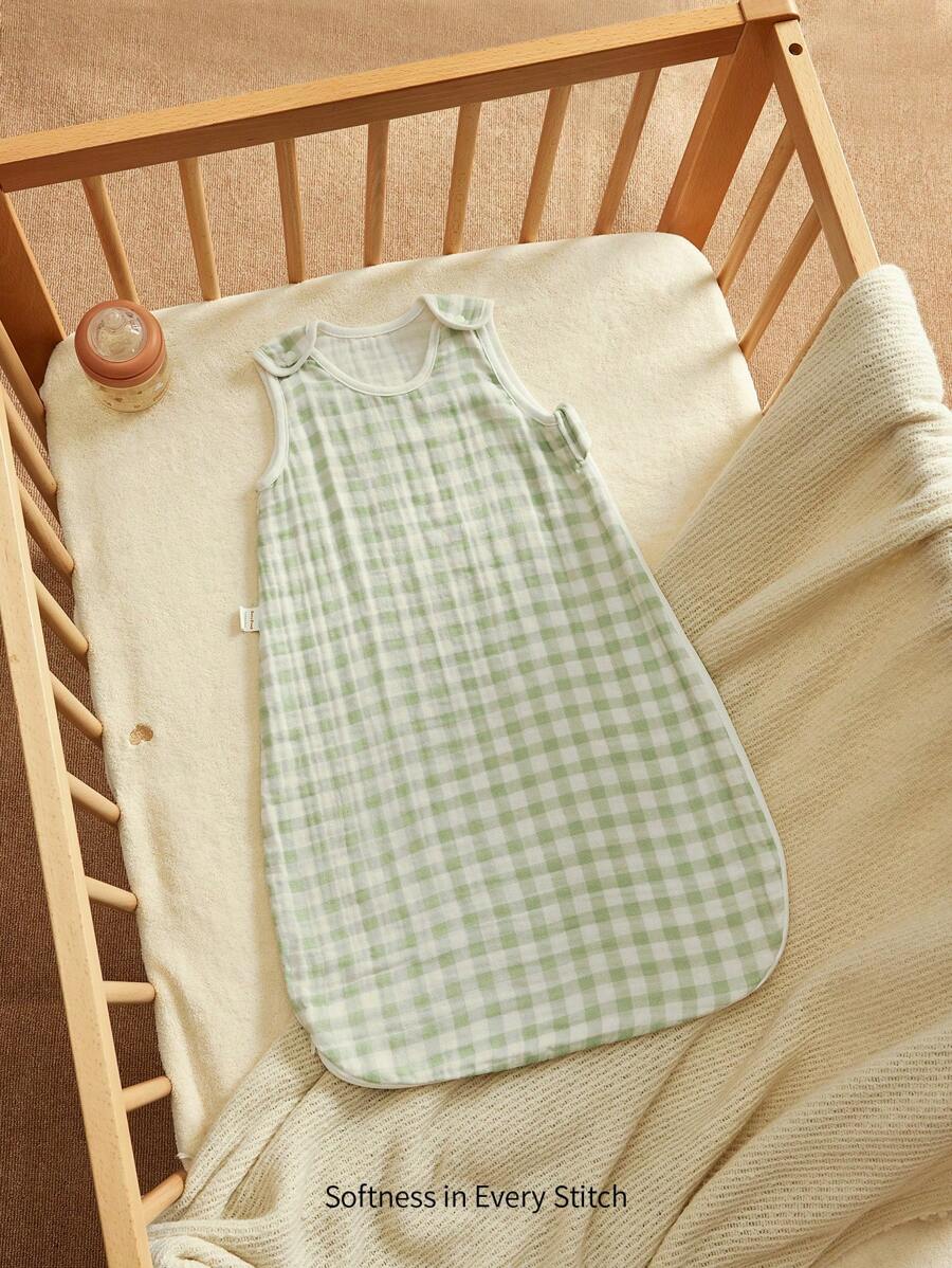Cozy Pixies 1 pieza Saco de dormir en forma de U para bebé de verano, suave y acogedor, con certificado Oeko-Tex, a cuadros verdes